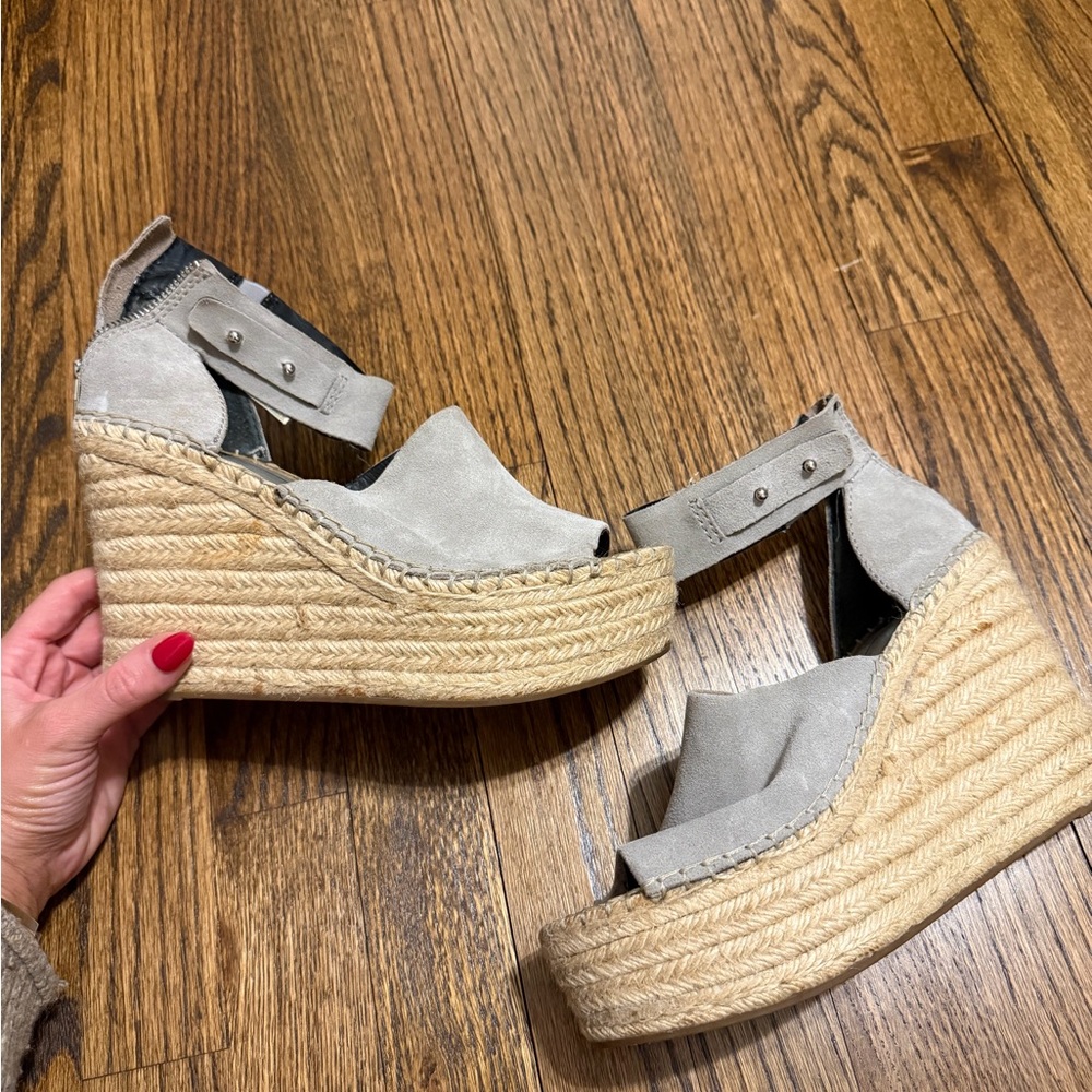 Dolce Vita Gray and Tan Wedge Sandals